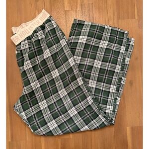 Hollister Women's Sleep Pants Green Plaid Lounge Pajamas Size Medium